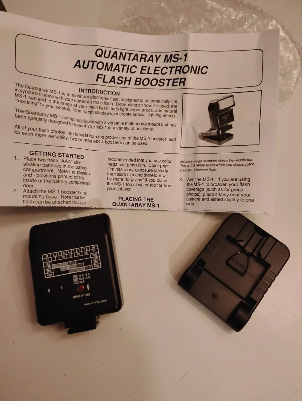 Quantaray Auto Flash Booster -Electronic Auxiliary Flash Model MS-1